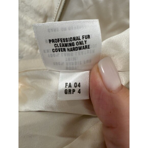 St.John Rabbit  by marie grey Fur Vest Full Zip Silk Lined Lamb Leather Trim - Picture 10 of 12